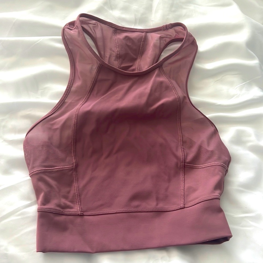 Lululemon Wunder trained cropped racer back tank in the color velvet dusk